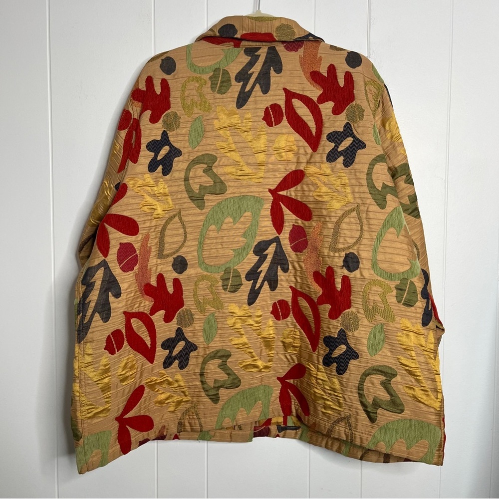 Breckenridge Colorful Leaf Pattern Jacket Jacquard Fall Women's 3X - Picture 2 of 7